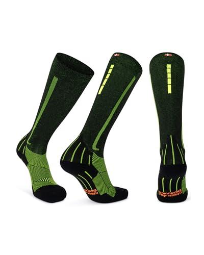 DANISH ENDURANCE Calze Compressione Graduata Uomo Donna 21-26 mmhg, Recupero, Viaggi, Sport, 1 Paio, Nero/Giallo, 43-47