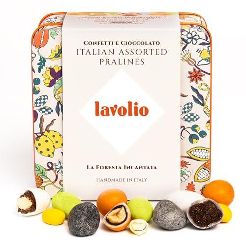 Lavolio LA FORESTA INCANTATA - Selezione gourmet di caramelle artigianali e frutta secca ricoperta di cioccolato - Cioccolatini da regalo, regalo gourmet raffinato ed elegante - Gluten Free - 150g