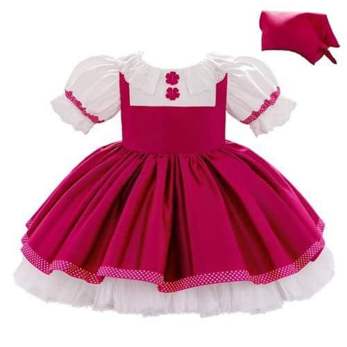 Lito Angels Vestito Costume Carnevale Travestimento, Abito Tradizionale Dirndl con Foulard per Bambina, Festa Compleanno Taglia 2-3 Anni, Fucsia