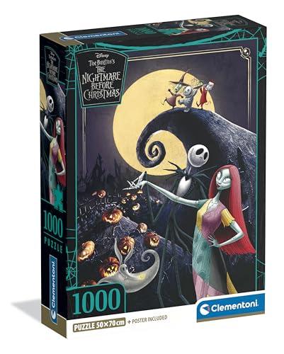Clementoni - Puzzle 1000 Pezzi per Adulti e Ragazzi, Special Series, Tema Night Mare Before Christmas, Compact Box con Poster Incluso, Idea Regalo Uomo e Donna, Made in Italy, 50x70 cm, 37060