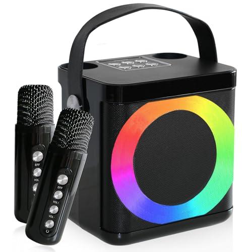 Karaoke con microfono senza fili, karaoke professionale completo, cassa karaoke portatile per adulti e bambini, luce a LED, Supporta USB/TF/AUX, compatibile con smartphone/tablet/tv