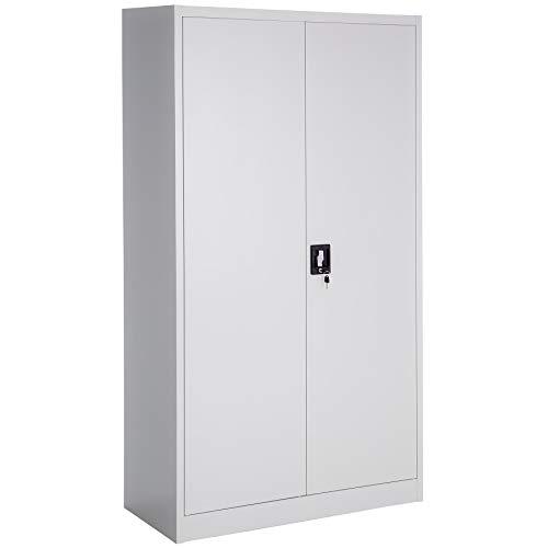 TecTake Armadio armadietto in metallo a 6 scomparti con asta appendiabiti 180x90x40 cm Grigio