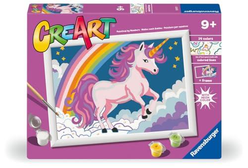 Ravensburger - Creart Serie D Unicorno Rosa Fluo | Kit Pittura Bambini | Dipingere Con I Numeri Include Tutto Il Necessario | Giochi Bambini 9 Anni O Più | Creart 9 Anni