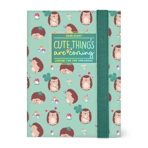 Legami - Agenda Settimanale Fotografica Mini 2026, Hedgehog, 12 Mesi, Rubrica Inclusa, Chiusura con Elastico, Diario da Gennaio 2026 a Dicembre 2026, in Carta FSC Certificata, 8x11 cm