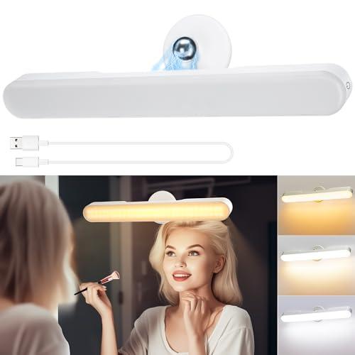 Rinfency Luci Per Specchio Da Trucco Con Luci LED a 4000mAH Batteria, Dimmerabile Luci Specchio Make Up Illuminazione Senza Fili, Girevole Staccabile 360° Specchiera Trucco, Specchio Bagno Con Luce