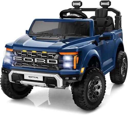 Ford F150 Raptor 24V Maxi Fuoristrada 2 Posti Auto Macchina Elettrica per Bambini Telecomando Luci a Led Bluetooth Ammortizzatori Carico Massimo 60 Kg Blu