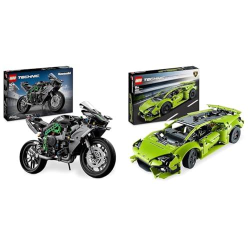 LEGO Technic Motocicletta Kawasaki Ninja H2R, Giochi per Bambini e Bambine da 10 Anni & Technic Lamborghini Huracán Tecnica, Modellino di Auto da Costruire