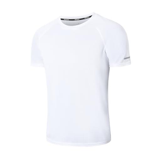 ZENGVEE 1 Pezzi Maglietta Uomo Manica Corta T Shirt Palestra Running Maglia Trekking Traspirante Sport Maglie Abbigliamento Estive Sportiva Tshirt 5010 White M