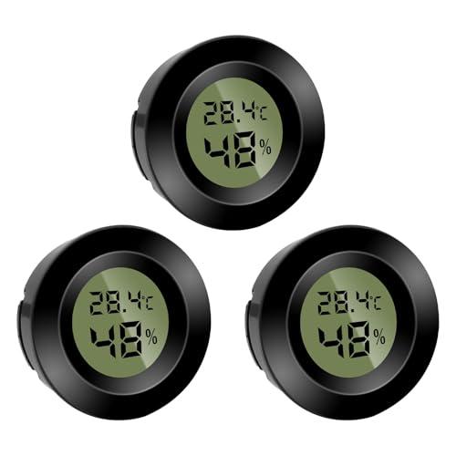3 mini igrometri digitali, termometro rotondo, misuratore di umidità temperatura Fahrenheit (℉) o Celsius (℃) per interni, ufficio, soggiorno (batterie incluse) (3)