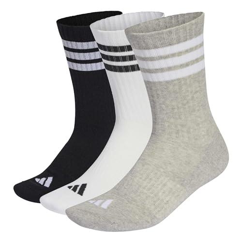 adidas Unisex - Adulto 3Stripes Cushioned Sportswear Crew Socks 3 Pair Pack, medium grey heather/white/black, 40-42