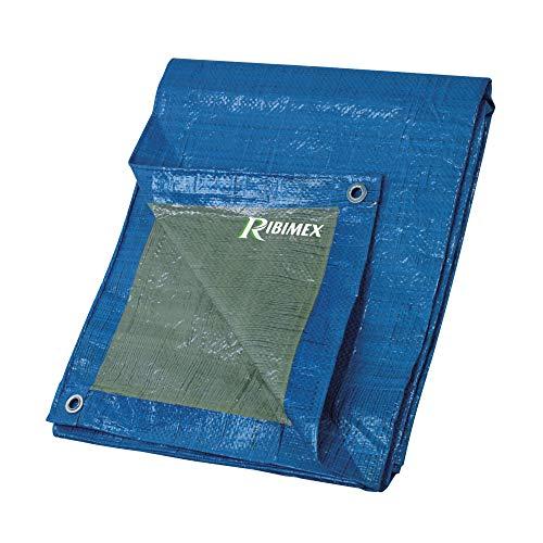 Ribimex Telo di Protezione Leggero Impermeabile 6x10 m in Polietilene, Occhielli in Alluminio, Resistente agli Agenti Atmosferici, Ideale per Uso Domestico e Campeggio - PRB06506X10