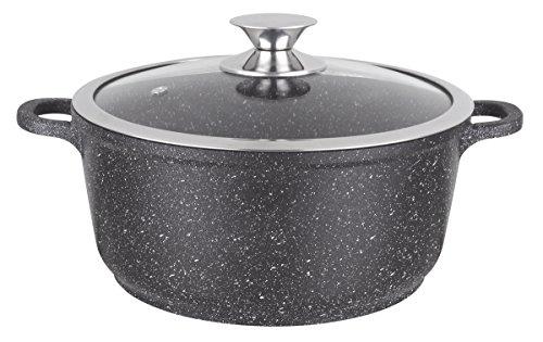 KAMBERG Pentola 20 cm, Ghisa di Alluminio, Rivestimento Antiaderente di Alta Performance Pietra, Coperchio in Vetro, Tutti Fornelli y induzione, Senza PFOA