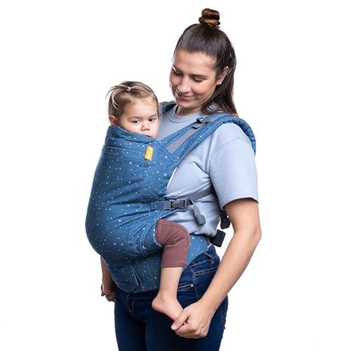 Beco Toddler Marsupio Ergonomico per Bambini - 2 Posizioni Con Seduta Extra Ampia, 100% Cotone, Fascia Elastica Porta Bimbi, Leggera e Traspirante, Marsupio Porta Bebè da 9 a 27 kg(Moonlight Stardust)