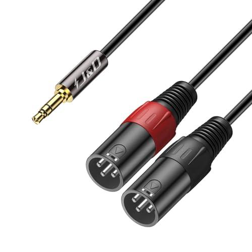 J&D 3,5mm 1/8 a 2x XLR Cavo Y Spinotto, PVC Sgusciato 2x XLR Maschio a 3.5mm TRS Maschio Unbalanced Audio Stereo Adattatore Cavo Patch di Interconnessione per DSLR Camera Smartphone Laptop Mic, 4,5m