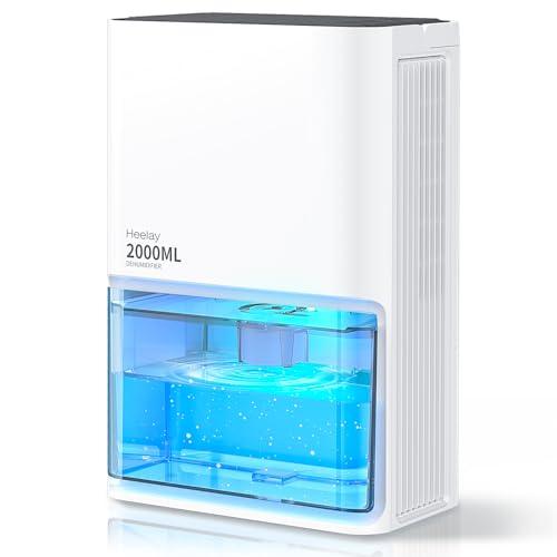 Heelay® Deumidificatore Elettrico,2L Deumidificatore per Ambienti Silenziosi da, Risparmio Energetico,Spegnimento Automatico,Luce a 7 Colori, Contro Umidità e Muffa per Camera da Letto,Bagno,Casa