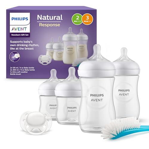 Philips Avent Set Regalo per Neonati - 4 Biberon Con Ciuccio Ultra Soft e Spazzola, per Bambini da 0-12 Mesi in Su (Modello SCD838/11)