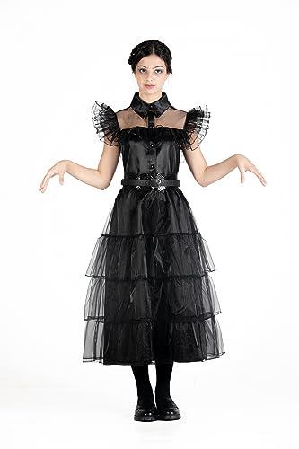 Ciao- mercoledì Addams Abito Vestito Ballo Rave'N Dance Costume Bambina  Ragazza Originale Wednesday Travestimento, Colore Nero, 10-12 Anni, 11809.M