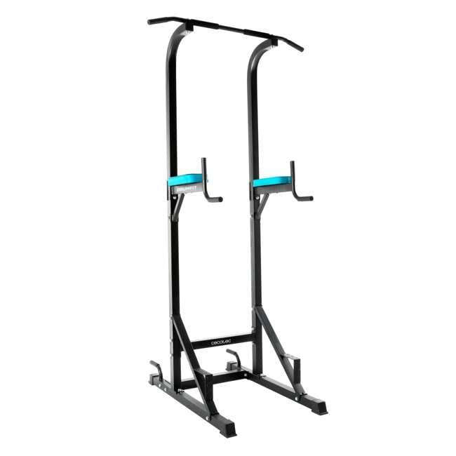 Cecotec Sbarra Trazioni per Dips Drumfit Pullups 4000. Torre Multistazione di Muscolazione, Rack di Dominate e Sfondi Imbottito con Impugnature Antiscivolo, Altezza Regolabile, Peso Massimo 150 Kg