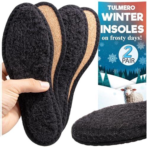 TULMERO 2 paia Solette per i giorni invernali - Solette per scarpe - Solette termiche - Solette in lana - Solette calde - Solette termiche invernali - Solette riscaldanti piedi - 23-50 EU