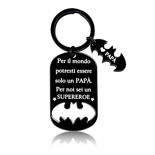 BOCHOI Portachiavi per Papà con Confezione Regalo, Portachiavi con Citazioni Eroiche, Acciaio Inossidabile 316L, Testo Inciso al Laser, Regalo di Compleanno e di Natale, Regali per Festa del Papà