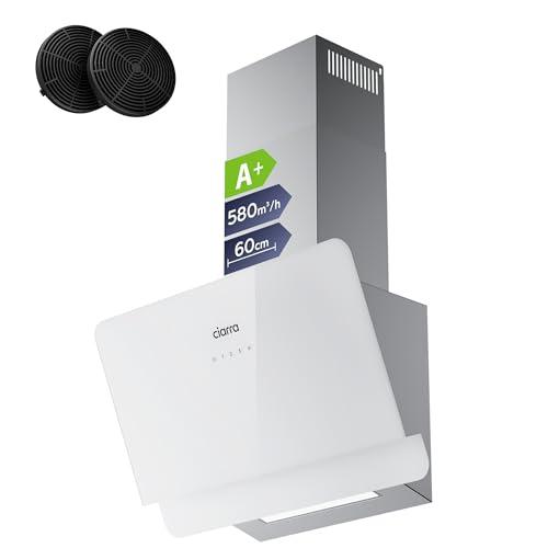 CIARRA CBCS6765C A+ - Cappa Aspirante Senza Testa, 60 cm, 580 m³/h, con Filtro ai Carboni Attivi CBCF055, 3 Livelli di Potenza, Montaggio a Parete, Cappa Aspirante per Cucine, Argento