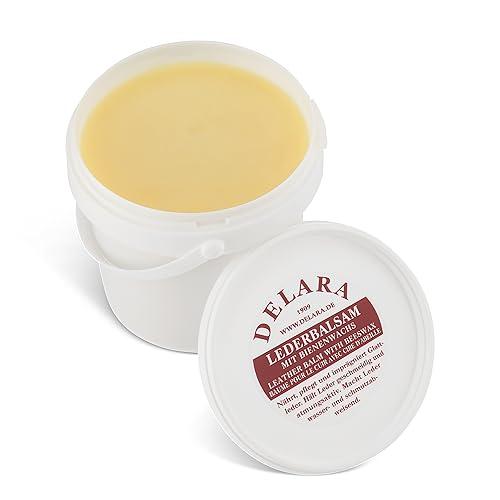 Delara Balsamo per cuoio, trasparente, con cera d'api di alta qualità, rende la pelle morbida e idrorepellente, 500 ml in secchio, made in Germany