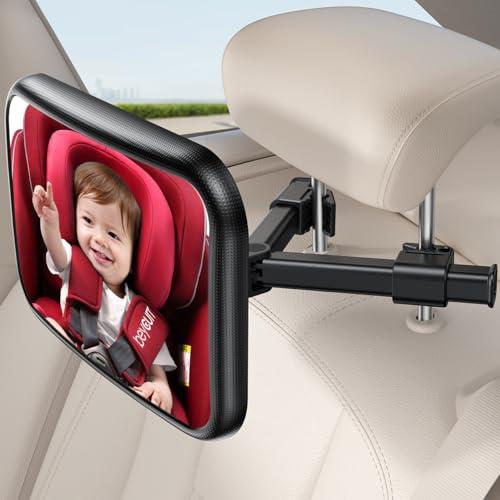 Lamicall Specchietto Retrovisore Bambini - [2025 Gancio Triangolo] 100% Infrangibile, 360° Rotazione e 45° Inclinabile, con 175° Visione Chiara, Specchio Auto Neonato Sedile Posteriore Super Stabile
