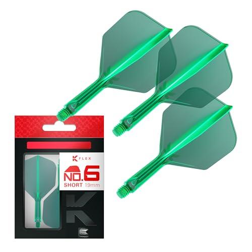 Target Darts K Flex Alette e Aste per Freccette Integrate, No.6 Verde (Corto) | Confezione da 3 K-Flex - No.6, Kflex Aletta e Asta per Freccette Stampate in Un Unico Pezzo