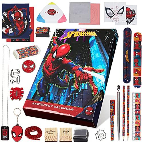 Marvel Spiderman Calendario Avvento 2025 Bambini Countdown Natale Calendari Avvento Cartoleria Materiale Scuola Portachiavi Penna (Spiderman Multicolore)