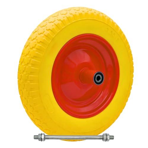FYRKANT Ruota Piena antiforatura 3.50-8 per carriola | Cerchio in Acciaio | gomma in poliuterano | Battistrada Scolpito | Diametro 35cm Larghezza 9cm Asse da 210 mm