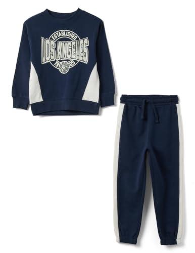 OVS KIDS Tuta blu in puro cotone con felpa e stampa college per bambino