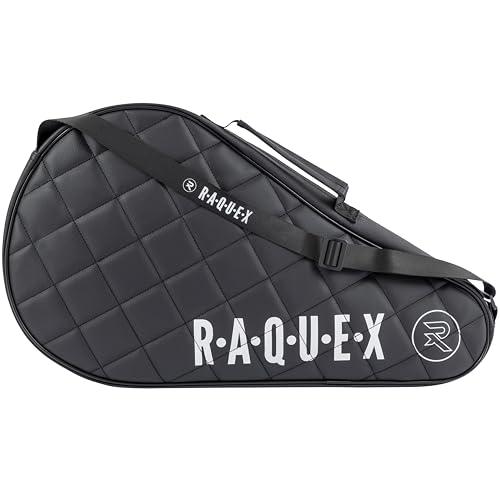 Raquex Elite - Custodia per Racchetta da Padel - Nera o Blu, per 1 Racchetta. Borsa da padel trapuntata in pelle sintetica, per uomo e donna, imbottita, regalo di lusso (Nero)