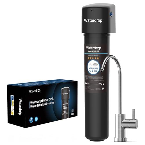 Waterdrop 15UB Filtro Acqua Sistema con Rubinetto Dedicato Goccia, Depuratore Acqua Domestico per 60K Litri, Certificato da NSF/ANSI 42, Rimuove di Piombo, Cloro, Cattivo