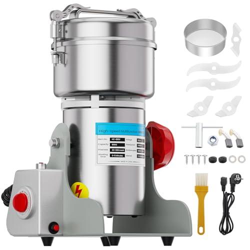 Macinaspezie elettrico, 800 g ad alta velocità con 2400 W, 30-300 mesh per erbe aromatiche, spezie, noci, cereali con protezione da sovraccarico
