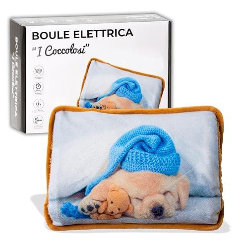 IPEA Borsa Acqua Calda Elettrica con Tasche in Peluche per Scaldare le Mani - Riduce Dolori Muscolari, Dorsali e Mestruali - Boule Scaldamani e Scaldapiedi - Scaldino - Fantasia Cane