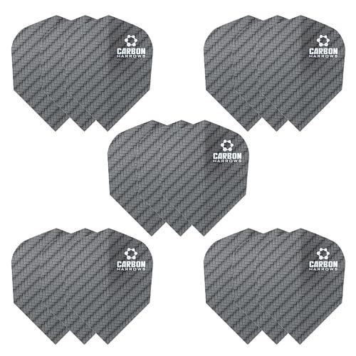 Harrows Alette per freccette in carbonio, 5 set di alette per freccette (15 alette totali), 100 micron, extra resistenti, realizzate nel Regno Unito, accessori professionali per freccette, colore nero
