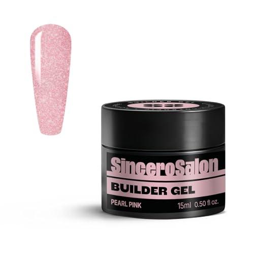 Sincero Salon - Gel Costruttore per Unghie Alta Densita - Pearl Pink - Senza TPO - Autolivellante - Non Acido Builder Gel Ricostruzione Unghie Professionale - UV LED - 15ml