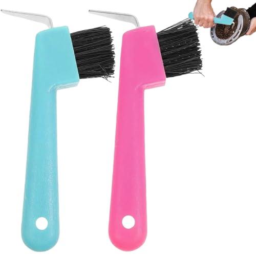 HABNI 2 Pezzi Spazzola per Cavalli, Raschietto per Zoccoli di Cavalli, Capre e Asini, con Spazzola Estremamente Stabile e Impugnatura Ergonomica, Colore Casuale