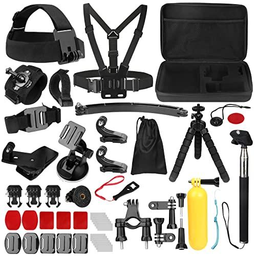 Kit Accessori per Action Cam, Bonvvie 50-in-1 Kit Accessori per Fotocamere Sportive Hero 13 12 11 10 9 8 7, Max/Fusion, SJ6000 SJ5000, Insta360, DJI Osmo Action, Campark, SJCAM, REMALI