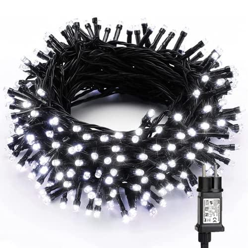 PhilzOps Catena di Luci Natale Decorazione Interno, 200 LED 20M Catene Luminose Impermeabile Esterno Decorative 8 Modalità Stringa Luci Led per Festa Nozze Matrimonio Albero di Natale (Bianco Freddo)