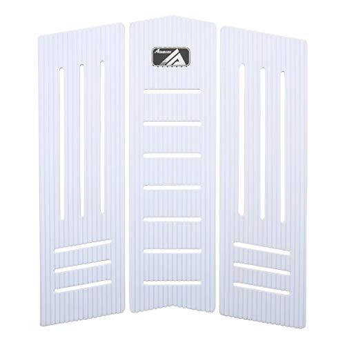 AQUBONA 3 Pezzi Stomp Pad Tavola da Surf Eva Trazione Pad Adesivo Coda Professionale Pad/Si Applica Tutte Le Tavole - Tavole da Surf, Shortboard, Longboard, Skimboard (Linea Bianca)