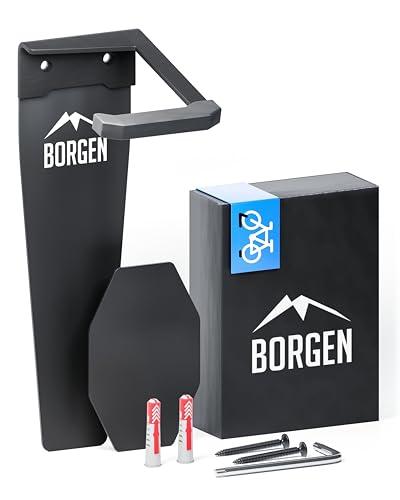 Borgen Supporto da parete per bici | Supporto verticale da parete per E-bike, MTB, bici da corsa in nero opaco | Sopensione della bici per la casa e il garage con cuscinetti di protezione