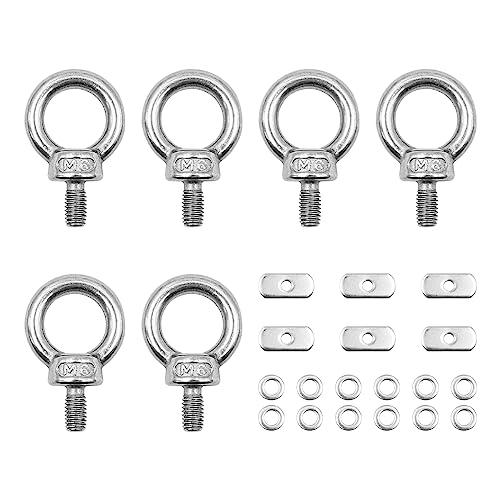 VOANZO Staffa di Montaggio su Binario per Kayak in Acciaio Inossidabile da 6 Pezzi per Fissare Guide con Occhielli per Kayak Canoa Barca Corda Elastica o Kit di Sostituzione Corde