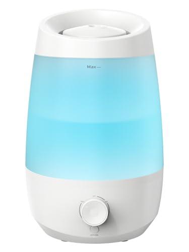 AROEVE Umidificatore Ambiente, 2,5L Umidificatore, 250 ml/h, 25H Diffusore di Oli Essenziali, Spegnimento Automatico, 25 dB Silenzioso per Neonati e Piante, Bianco