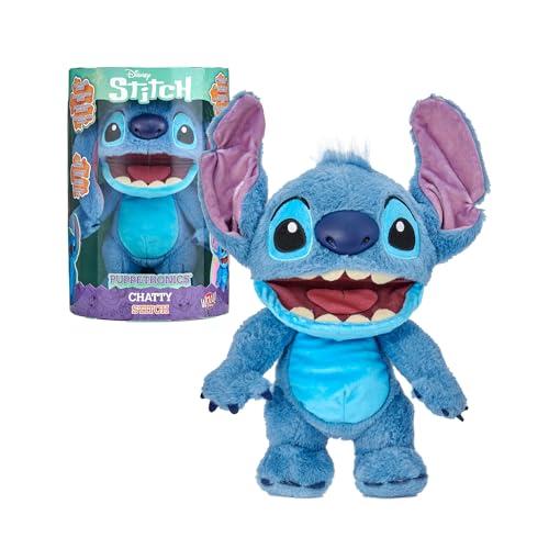 Disney Chatty Stitch Deluxe Puppetronic, Peluche dell'amico di Lilo, peluche interattivo con funzionamento a burattino, 50+ movimenti e suoni, 6+ anni, famoso (RE001000)