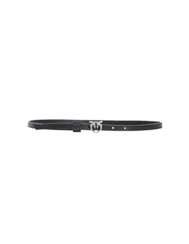 Pinko Love Berry H1 Belt Vitello Seta Cintura, Z99O_Nero-Old Silver, S Donna