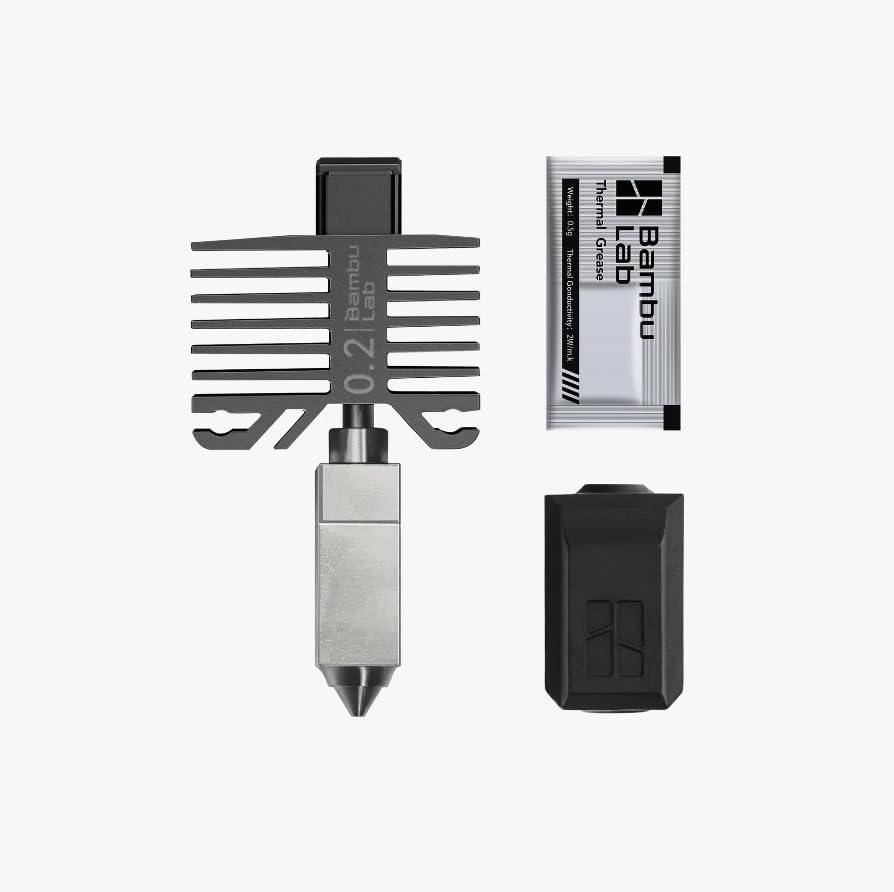 Hotend ufficiale Bambu Lab con ugello, serie X1 e serie P1, compatibile con stampanti 3D P1S P1P X1C X1 Carbon (acciaio inossidabile da 2 mm)