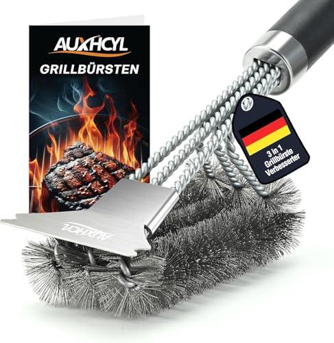AUXHCYL Acciaio Inossidabile Spazzola Barbecue, Spazzola per Griglia con Raschietto, 45.5cm Extra Lunga PP Isolamento Termico Manico Spazzola BBQ per Griglia a Gas, Griglia a Carbone