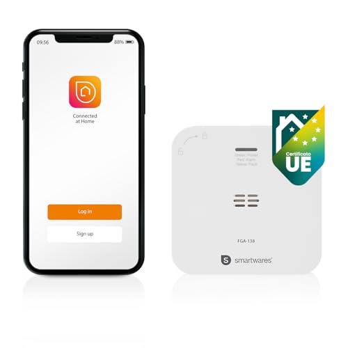 Smartwares Rilevatore CO collegato - 85 DB - Sensore 10 Anni - Notifiche tramite App - Pulsante Test & Silenzio