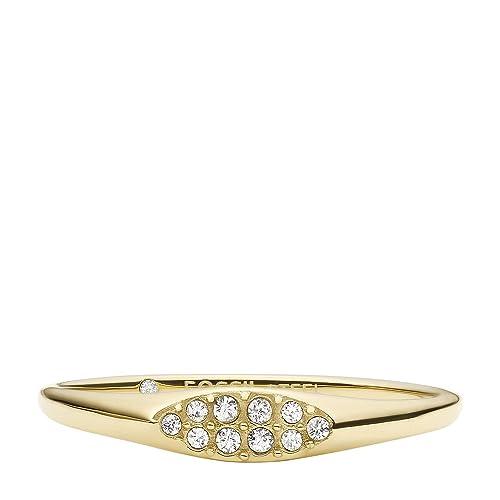 Fossil Anello da donna, tutto impilato Anello in acciaio inossidabile tonalità oro, size 5